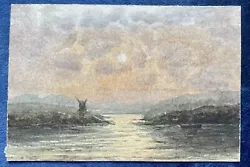 Buy Antique Miniature Watercolour Painting - Evening Landscape, George Chance C.1880 • 5£
