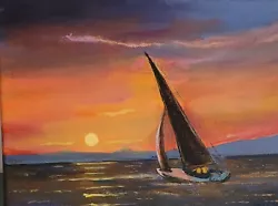 Buy Original Artwork 9x12in 'Sunset Sail' Cowes Isle Of Wight. Signed By Artist  • 40£