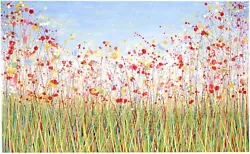 Buy VERY BIG ORIGINAL RED POPPY FLOWER ABSTRACT LANDSCAPE CANVAS ART 183cm PAINTING • 260£