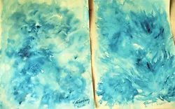 Buy Paintings(2) Summer Blues,Gouache On Paper,Abstract,sold As Pair,unframed Orgnls • 7£