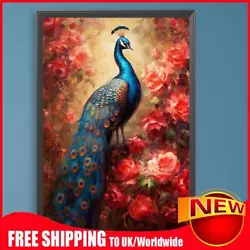 Buy Paint By Numbers Kit On Canvas DIY Oil Art Red Flower Peacock Home Decor 40x60cm • 8.52£