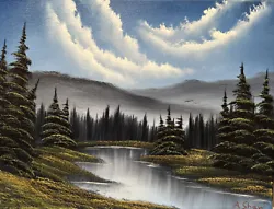 Buy Original Mountain Landscape Oil Painting (12x16 Inch Canvas) Bob Ross Technique • 42.50£