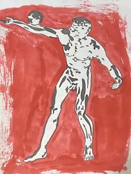 Buy Athlete Ink Drawing, Male Nude, Gay Int, Homoerotic Painting, Contemporary Art • 24.80£
