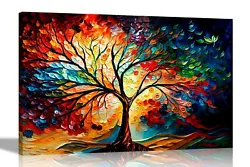 Buy Colourful Tree Of Life Canvas Wall Art Prints For Living Room Pictures Abstract • 21.99£