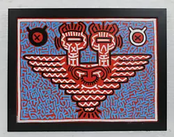 Buy Keith Haring Acrylic On Canvas Dated 1983 With Frame In Good Condition • 378.10£