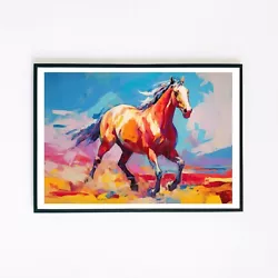 Buy Abstract Horse Colourful Painting Illustration 7x5 Retro Wall Decor Art Print  • 3.95£