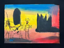 Buy Jean Michel Basquiat Painting On Paper (Handmade) Signed And Stamped Mixed Medi • 116.04£