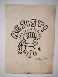 Buy Keith Haring Painting Drawing Vintage Sketch Paper Signed Stamped • 82.67£
