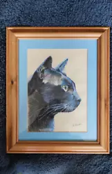 Buy Delightful Framed Original Oil Pastel Of Cat- Ready To Hang- Uk Artist • 55£