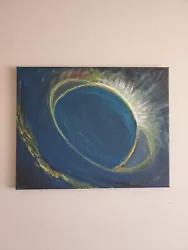 Buy Handmade Acrylic Painting Wooden Frame 16x20 Art Decor Space Invasion Planets • 49.60£
