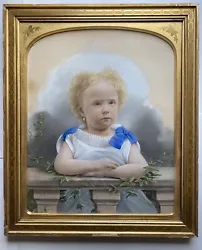 Buy Wow! 19th Century Boehl & Koenig Pastel Portrait Painting Gold Butterfly Frame • 803.24£