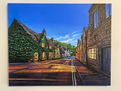Buy Original Acrylic Painting On Stretched Canvas Of Cotswold Village Street • 99£
