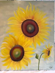 Buy Delightful Original Oil Painting Of Sunflowers Signed SB • 142.40£