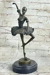 Buy Signed Pure Hotcast Bronze Ballerina Statue Figure Marble Base Sculpture Decor • 107.08£