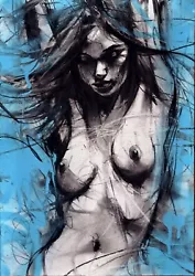 Buy Nude Female ORIGINAL PAINTING Charcoal Urban Fine Art Naked Woman NO RESERVE A3 • 250£