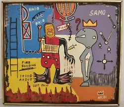 Buy Jean-Michel Basquiat Painting NYC Halo SAMO 84 Framed. • 3,557.73£