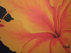 Buy Abstract Orange Flower Minimal Large Oil Painting Canvas Modern Contemporary • 12.95£