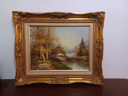 Buy Vintage Gold Gilt Framed Forest Stream Oil On Canvas Signed • 110£