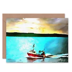 Buy Rk Painting Lobster Fishing Boat Forth Blank Greeting Card With Envelope • 4.42£
