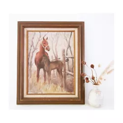 Buy Vintage Horses Oil Painting Hand Painted Portrait Wooden Framed Original W.Robb • 62.02£