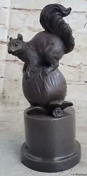 Buy Rare Signed Bronze Squirrel On Tree Stump Hot Cast Marble Sculpture Statue Gift • 292.69£