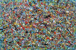 Buy Hand Painted Abstract Jackson Pollock Influenced On Canvas 76cm X 50.5 Cm • 59£