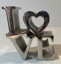 Buy ROBERT INDIANA STYLE Paperweight LOVE HEART  O   Sculpture  METAL SILVERTONE • 24.80£