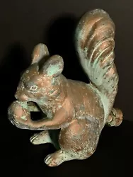Buy Fab Sculptural Vintage Verdigris Brass Squirrel Holding Acorn Sprinkler,excelent • 805.15£