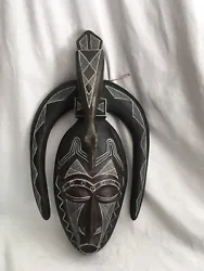 Buy Large African Tribal Head Piece “Mask”, Hand Carved Wood. Head Plaque, • 45£