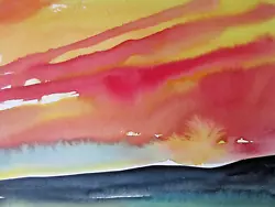 Buy Original Watercolour Painting Big Red Cloud Sunset No 4 By Ann Marie Whitton • 35£