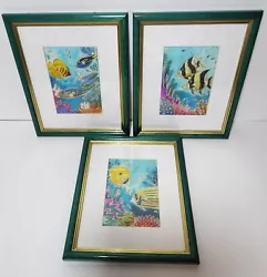 Buy 3 Lovely Fish Framed Paintings On Fabric By Mike Kenny 11.5  X 9.5   • 37£