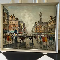 Buy Early 20th Century Paris Impressionist Scene Oil Paint On Canvas Framed Signed • 34.99£