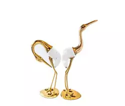 Buy Tall Brass And Blown Glass Cranes 18” Sculptures Pair • 392.96£