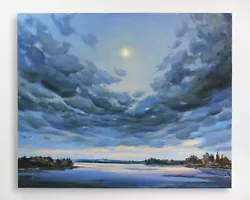Buy Clouds Sky River Painting IMPRESSIONISM Original Oil On Canvas By A. Onipchenko • 732.37£