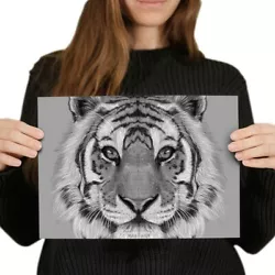Buy A4 BW - Tiger Painting Art Wild Animal Poster 29.7X21cm280gsm #40899 • 3.99£