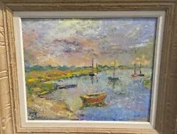 Buy Vintage Impressionist Oil Painting Boats On River In The Manner Of Claude Monet  • 1,012.09£