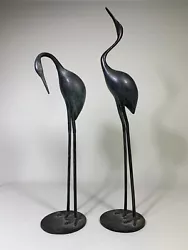 Buy 2 CRANE / HERON Garden Sculptures - Metal, Verdigris Finish • 45£