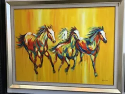 Buy Rainbow Horses On The Prairie Abstract Oil On Canvas Original Painting • 6,299.09£