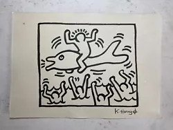 Buy Keith Haring Painting On Paper (handmade) Signed And Stamped Mixed Media • 61.93£
