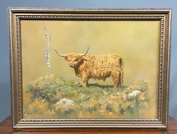 Buy Vintage 1980s Oil Painting Highland Cow By Kevin Cox • 120£