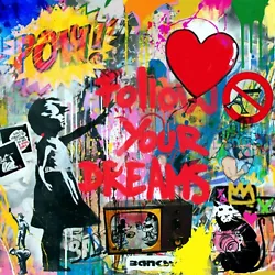 Buy Exhibit! Follow U Dream Banksy 60x60cm Arcyl/Loft/PopArt/Street Art • 67.28£