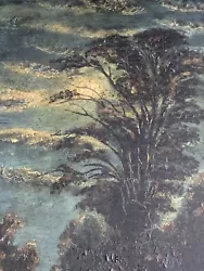 Buy Antique Oil Painting: Dramatic Nocturnal Landscape, Unsigned, 19th/20th Century • 450£