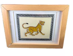 Buy Small Original Fine Silk Tiger Painting Natural Stome Colors Framed 6x8  • 41.34£