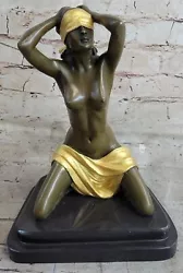 Buy Erotic Nude Girl Home Decor Gold Patina Signed Preiss Sculpture Figurine Gift • 473.33£