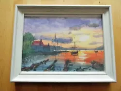 Buy Newly Framed Original Watercolour BOATING Scene, Sunset, Painting 9  X 7  Frame • 24£