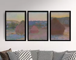 Buy Claude Monet Haystacks Paintings - Set Of Three - Art Print Poster Hay Stack • 199£