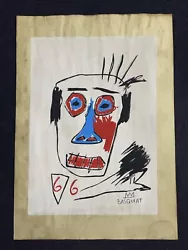Buy Jean-Michel Basquiat (Handmade) Drawing Inks On Old Paper Signed & Stamped • 104.56£