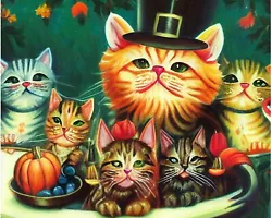 Buy Louis Wain Thanksgiving Pet Cat Pumpkin Painting 8 X10  Canvas Fine Art Print • 11.84£