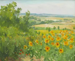 Buy Paul Jean Anderbouhr French Oil Painting Landscape Country Sunflower Valley Of • 856.80£
