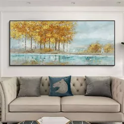 Buy Large 120cm Hand-painted Oil Painting Scenery Forest&lake Unframed • 34.80£